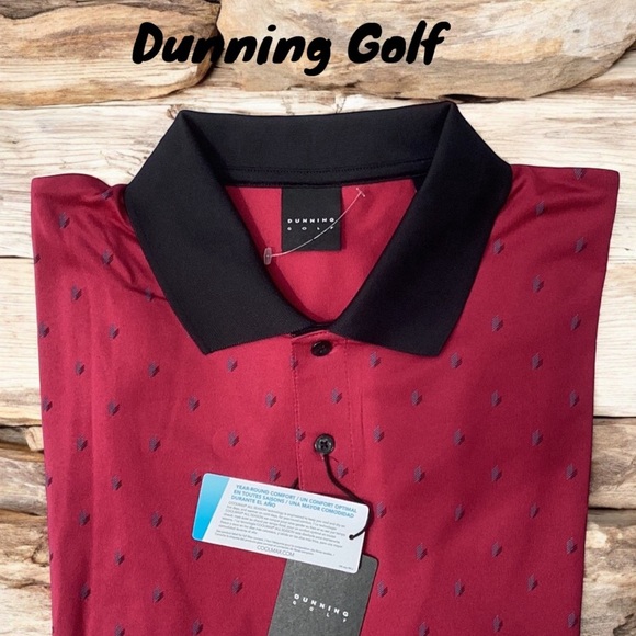 DUNNING NWT  GOLF FENTON JERSEY MENS POLO SHIRT COOLMAX ALL SEASON POPPY  XL - Picture 4 of 12